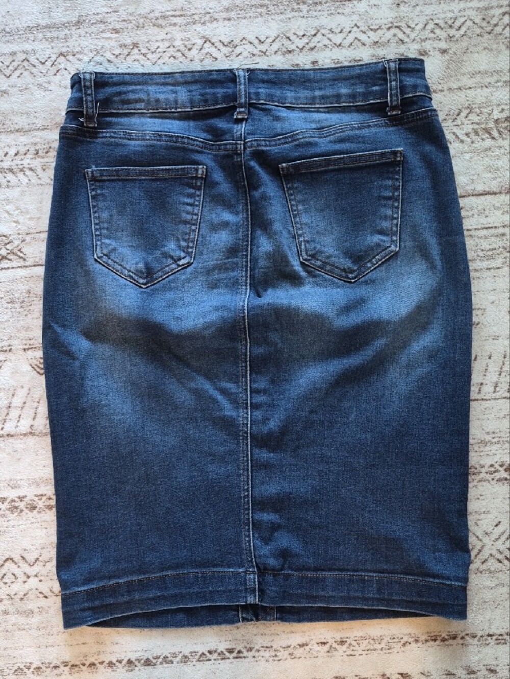 one 5 one Dark Blue Button-Front Denim Pencil Skirt - Picture 5 of 5